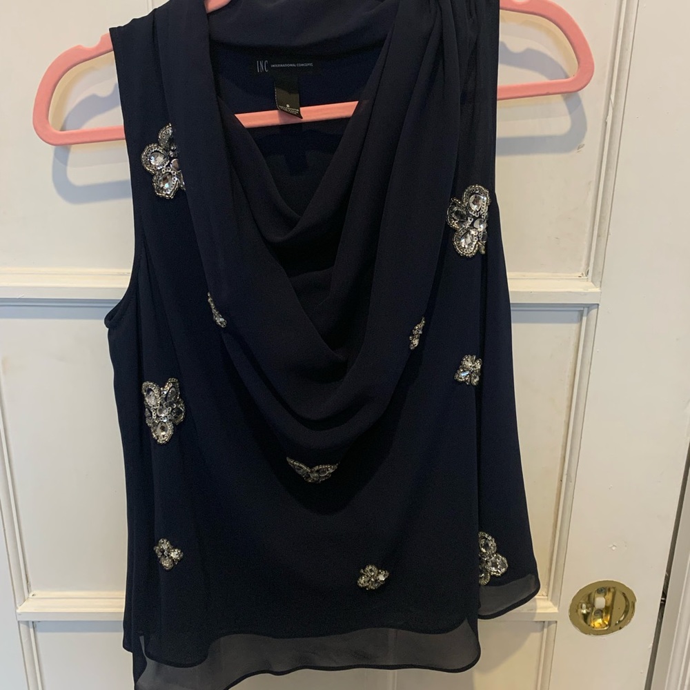 INC International Cowl Neck Top, Size 8